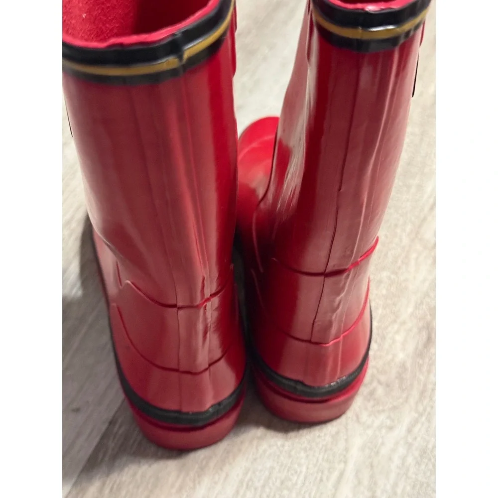 Old Navy Kids Red Rubber Rain Boots Pull On Waterproof Size 4 Steel Shank